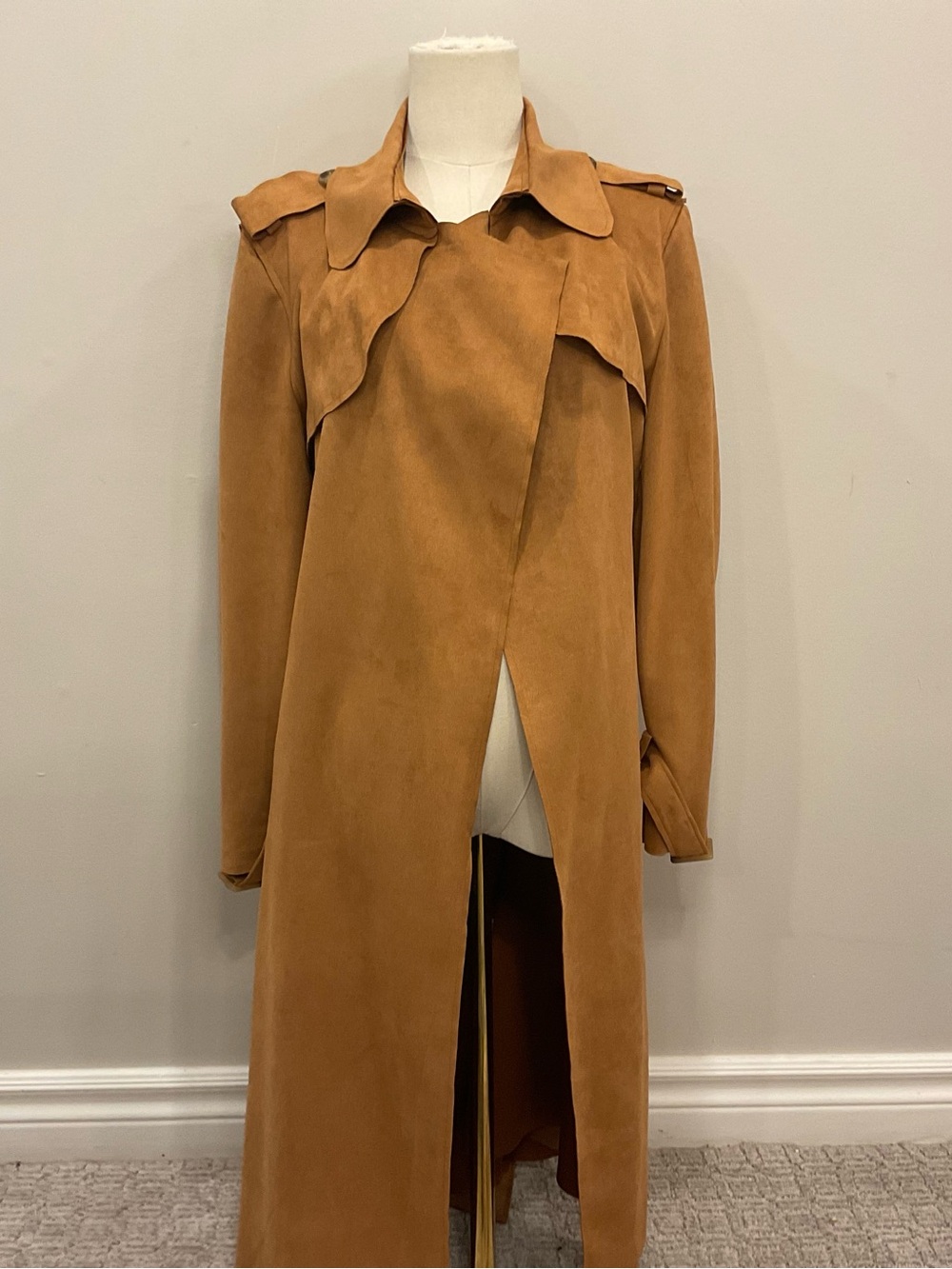 Women's Camel Suede Trench Coat